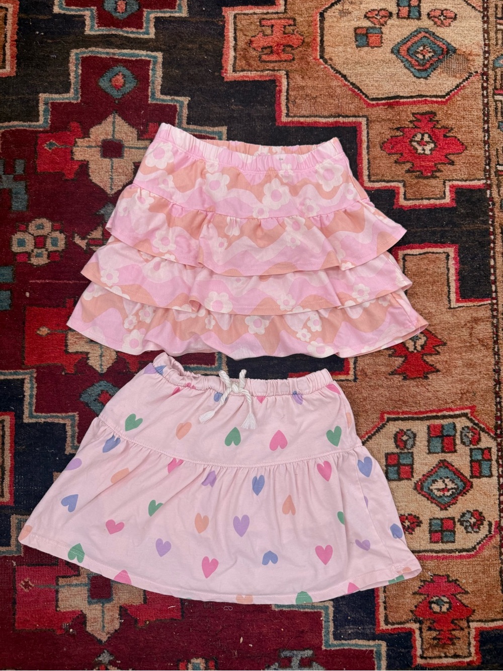 Bundle of 2 Girls Pink Heart & Ruffle Skorts Set - Cute Layered Styles